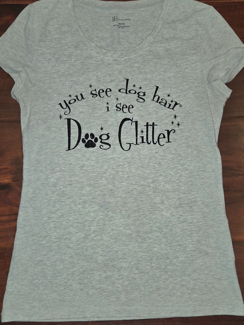 Dog Glitter T-Shirt - Gray